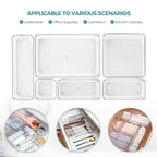 12 Pack Drawer Organizer - 3" X 9" Clear Acrylic Storage Bins with Non-Slip Pads, Versatile Desk Tray for Makeup, Jewelry, Kitchen, Bathroom, and Office Organization - size: 3"X 9"