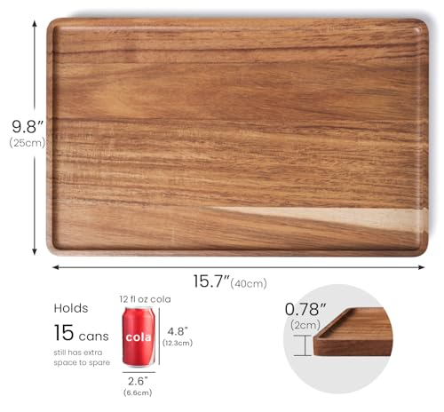 VERTORGAN Acacia Wood Serving Tray,15.8x9.8 Inch Decorative Trays Platter for Coffee Table,Living Room,Bar,Party,Mini Charcuterie Boards Cheese Board,Home Decor - style: 15.8*9.8in