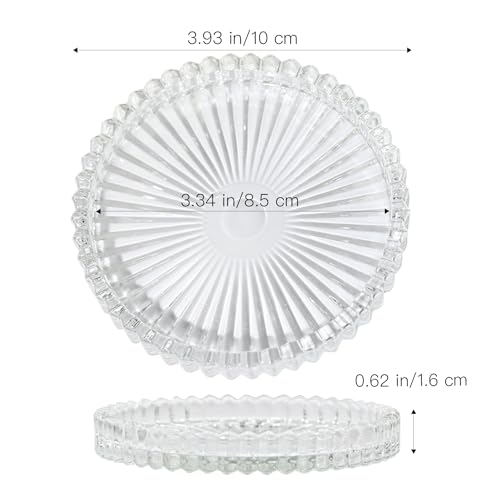 Vixdonos 3.8 Inch Glass Pillar Candle Holder Set Pack 2 Gear Round Plate Serrated Candle Stand for Table Centerpieces,Party, Wedding and Home Decor - color: Clear