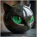 Luxury Black Cat Sculpture, Hand-Carved Crystal & Healing Stone Art Piece, Elegant Décor for Cat Lovers, Gift-Ready Memento for Home or Office, Green - size: Green