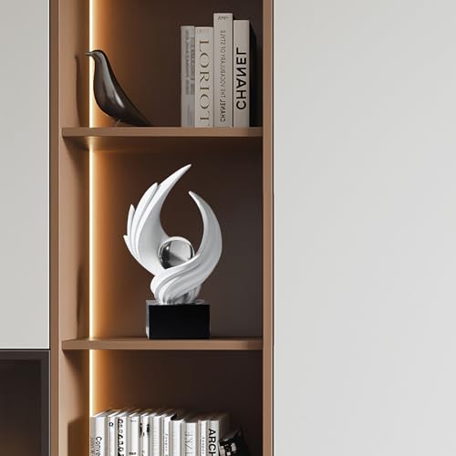 FJS Modern White Statue Table Decor for Living Room, Abstract Art Table Decor Accents, Resin Sculptures Home Decorations for Bookshelf TV Stand Living Room Dining Room Office - color: A-white