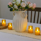 Flameless Small Tea Light LED Candles, Acrylic Battery Operated Votive 1.7" x2.5" with Remote Control and Timer, Tealight Amber Flickering Warm Light Pack of 8 Electric Long Lasting - color: Amber, size: 8 x 2.5"