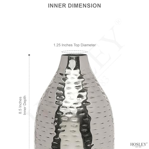 Hosley's 8.75" High Silver Finish Hammered Metal Vase. Ideal Gift for Floral Arrangements Weddings, Special Events, Aromatherapy,Spa, Reiki, Meditation O4 - color: Silver 5