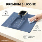 Luxury Gold Trim Couch Cup Holder Tray - Weighted Silicone Anti-Spill Sofa Armrest Organizer, Non-Slip Recliner Tray Table for Drinks, Remote, Phone - Fits Most Couch Arms, Home Gift,Blue - color: Blue