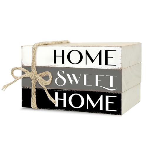 Mini Decorative Books For Home Decor, Small Wood Book Stack For Table Decor, Home Decor Book For Living Room Mantel, Farmhouse Stacked Books Decorative（L41） - color: white gray black