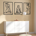 CHENGU 3 Pieces Metal Minimalist Abstract Woman Wall Art Line Drawing Wall Art Decor Single Line Female Home Hanging for Kitchen Bathroom Living Room - style: Body Style
