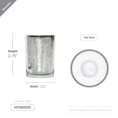 WGV Silver Speckled Tea Light Votive Candle Holder 2.2x2.75, Small Tiny Utility Cylinder Mercury Glass Vase, Home Accent Decor, 1 Pc - color: Silver-cylinder-2.75"