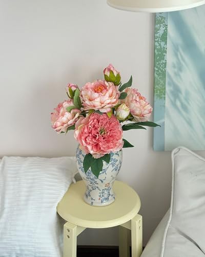 Vintage Blue and White Ceramic Vase, Porcelain Decorative Ginger Jar Flower Vase for Centerpiece Living Room Table Shelf, Chinoiserie Country Decor - color: Multicolor, size: Large