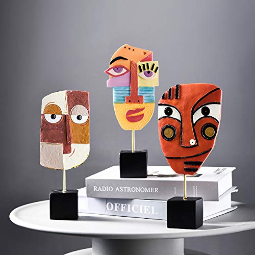 4 PCS - Handcrafted Statues Resin Abstract Sculpture for Home Decor Modern,African Art Tribal Figurines Decorations Items Accents Influencer Picks for Bookshelf,TV Stand,Living Room,Nightstand - color: Multiple Styles, size: 4 PCS