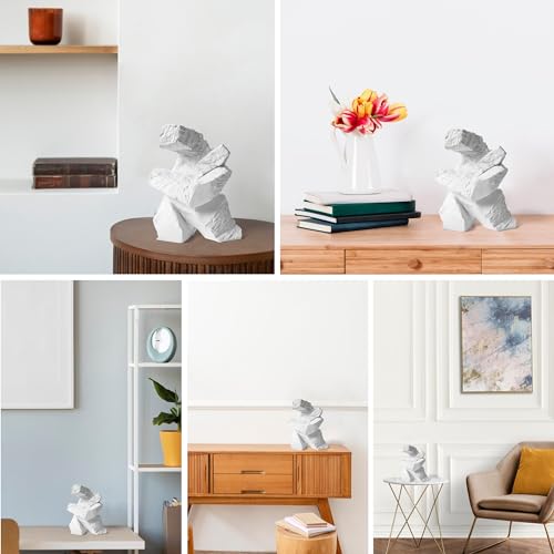 Statues for Home Decor, Tai Chi White Sculptures Home Decor Sumo Resin Figurine Abstract Art Unique for Living Room Office Shelf Side Table Entryway Decorations Eclectic Gamer Dancer Men Gifts