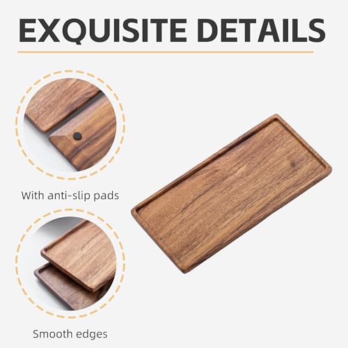 Vandroop Mini Wooden Serving Platter, Small Wood Serving Tray for Tea/Coffee (Acacia Wood, S) - size: 10" x 4.6" x 0.6"