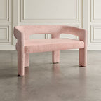 Jofran Gwen Modern Luxury Jacquard Fabric Upholstered Hallway Bedroom Sculpture Bench, 49" W X 22" D X 29.5" H, Pink - color: Pink