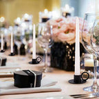2PCS Black Taper Candle Holders with Round Handle, Matte Iron Candlestick Holders Centerpieces for Home Decoration, Wedding Anniversary, Party, Housewarming Gifts. - size: Round with Handle
