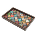 Wooden Valet Tray with Leather Base, EDC Catch All Tray Nightstand Entryway Table Vanity Organizer 11.8x7.9, Boho - color: Boho