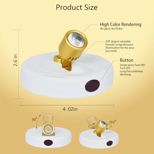LED Spotlight Indoor,Rechargeable Battery Uplighting Indoor, Mini Accent Spot Lights for Plants Tree Wall Art Display Painting Artwork Portrait Dartboard Closet Gallery Photo-White 2Pack - color: White