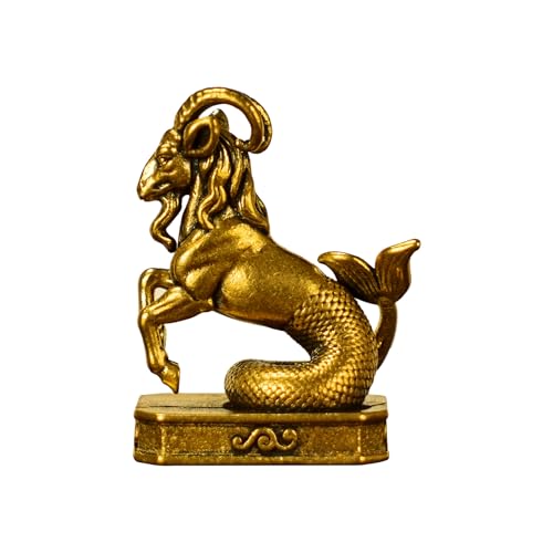 Capricorn – Capricorn Goat Zodiac Brass Sculpture – Solid Handmade Retro Figurine, Elegant Home & Office Decor, Astrology Enthusiast Gift - style: Capricorn