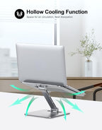 RIWUCT Foldable Laptop Stand, Height Adjustable Ergonomic Computer Stand for Desk, Aluminum Portable Laptop Riser Holder Notebook Mount Compatible with MacBook Pro Air, HP, Dell 10-16" - color: Silver