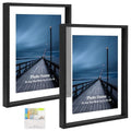 MUYE 12x16 Floating picture Frames Set of 2,Double Glass Frame,Display Any Size Photo up to 12x16,Wall Mount or Tabletop Standing,Black - color: Black, size: 12x16