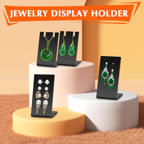 20 Pack Acrylic Earring Holder Ear Organizer Black, L Shape Earring Display Stand Ear Studs Rack Board and Dangling Earring Stands for Earring Necklace Jewelry Shows Retail Props (2 Types)
