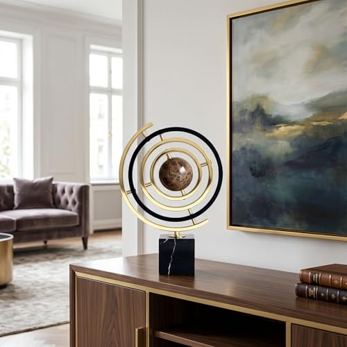 Sculpture Decor with Solid Marble Base, Abstract Art Inspired Statue Decor, Modern Sculpture Home Decor for Shelf, Office, Living Room, Bedroom, Desktop Display