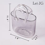 Thickened Glass Purse Vase for Flowers Gift Set-(Handmade 5mm Crystal-Unique Cute Clear Bag Vase with Reinforced Gift Box, Premium Table Centerpiece for Wedding/Mothers Day (Light Grey) - color: Light Grey