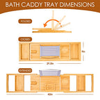 Foldable Bathtub Caddy Tray, Bamboo Bath Tub Tray Table for Tub with Wine Glass Holder Book Phone Tablet Holder with Extending Sides, Adjustable Bathroom Bathtub Free Soap Holder Gift Idea (Beige) - color: Beige
