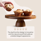 HOMESPHERE Acacia Wood Cake Stand with Lid - Cake Stand with Dome,12in Round Cake Holder, 2-in-1 Dessert Table Display Set & Charcuterie Board for Cheese, Chips & Dips, Fruit Platter, Large Acrylic Cake Dome Cover - color: Classic Dome