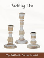 Wooden Candlestick Holders Rustic: Farmhouse Wood Taper Candle Holders Boho Candle Sticks Holder Fall Decor for Dinning Table Mantle Party Holiday Christmas Wedding Home Set of 3 - size: 3.7"/5.8"/7.8" H - 3Pcs