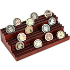 Challenge Coin Display Stand - Where Every Coin Tells A Story - Solid Wood Military Coin Rack | 9-Row Ladder Design Holds 45-60 Coins | Desktop Holder for Army Police Firefighters (Walnut) - color: Walnut