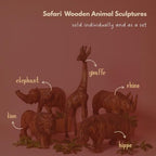 Hippo Sculptures for Coffee Table Decor, Wooden Figurines, 10 Inch Wide - size: Hippo
