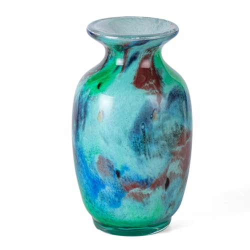 KAMMAK Colored Glass Vase, Beautiful Hand Blown Decorative Vase, Modern Art Vase for Flower Mantle Dining Table Centerpiece, Entryway Living Room Wedding Decoration (JG2068) - style: JG02068