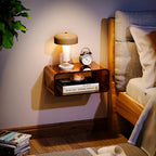 Acrylic Floating Nightstand, Bedside Table, Nightstand Shelf Wall Mounted Bedside Shelf (Dark Brown, Small) - color: Dark Brown
