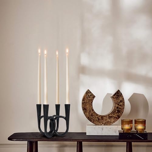 Antique Brass Candle Holder, Iron Taper Candle Holders, Vintage Cast Iron Decorative Candle Stands, Tall Candle Holders for Wedding, Dining Table, Home Decor - color: Black