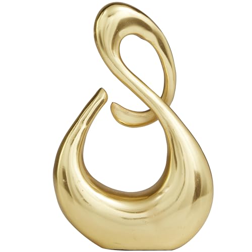 Deco 79 Aluminum Metal Abstract Decorative Sculpture Swirl Home Decor Statue, Accent Figurine 7" x 3" x 12", Gold - color: Gold, size: 7" x 3" x 12"