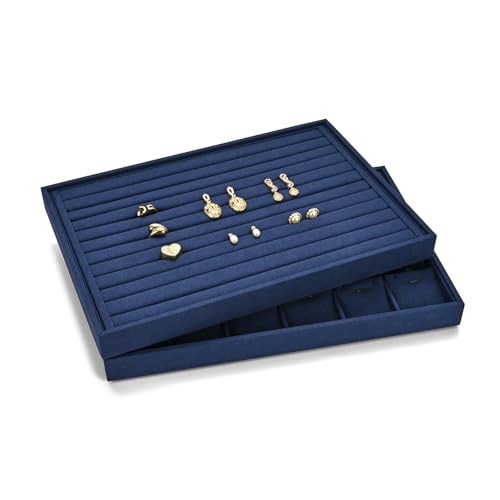 12 Grids Microfiber Jewelry Tray Bracelet Tray Bangle Tray Jewelry Display Tray Stackable Jewelry Trays for Bracelet Bangle Holder Watch Earring Brooches Display Tray (Blue) - color: Blue, size: 12 Grid