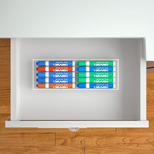 HIIMIEI 3 Section Clear Acrylic Drawer Organizer Tray, Office & Makeup Drawer Organizer (11.8x4.3 inch) - size: 4'' x 12''