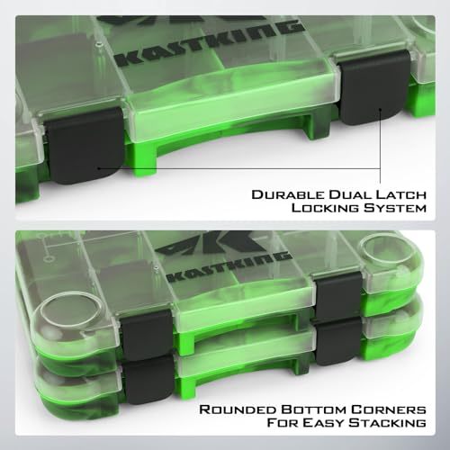 KastKing Tackle Boxes, Plastic Box, Plastic Storage Organizer Box with Removable Dividers - Fishing Tackle Storage - Box Organizer - 2 Packs /4 Packs Tackle Trays - Parts Box - color: Green Camouflage, size: 3600(4Pack)