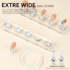 Nails Storage Box with Stand for Fake Nail,Large Empty Nail Box Case Use for Press On Display & Storage,Nail holder for Painting Practice,Acrylic Nail Display Stand for Design Home