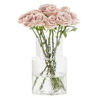 Ribbed Vase Glass Fluted Flower - Esmiome Clear Vases Modern Flower Vase Decorative with Big Capacity Pot Large Wide for Flowers Home Office Wedding, Office, Living Room, Table,Shelf, 6.3''(W)*10''(H)