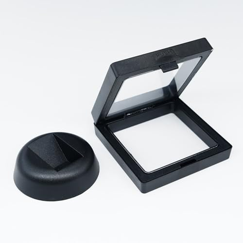 10Pcs Coin Holder Challenge Coin Display Stand, Black 3D Floating Display Case for AA Coin Medallions Jewelry Rock Gem Arrowhead Collecting and Display (2.75×2.75×0.8 inches) - size: 2.75×2.75×0.8 inches