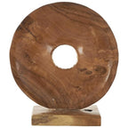 Deco 79 Teak Wood Abstract Handmade Decorative Sculpture Dimensional Circular Home Decor Statue with Center Cutout, Accent Figurine 16" x 5" x 17", Brown - size: 16" x 5" x 17"