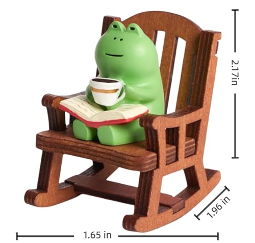 Miniature Frog Figurines Cute Office Desk Decor Mini Frog Shelf Decorations, Funny Accessories for Desk Bookshelf Car Garden