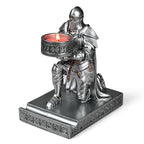 King's Guard Kneeling Knight Candlestick Holders Resin Posture TeaLight Holder Warrior Mobile Phone Stand Pen Holder Candle Holder for Restaurant, Altar, Home Table(Silver) - color: Silver