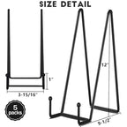 IBosins 5 Pack 12 Inch Plate Holder Display Stands, Large Metal Black Frame Stand for Picture, Book, Photo Easel, Creation, Collectibles - color: Black, size: 12 Inch