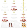 Lazycorner 10 Pcs Dessert Table Display Stands Set , with 6 Pcs 3-Tier Cupcake Stand & 4 Pcs Food Serving Tray - Cookie Tray Rack Serving Tray Cake Display Tower for Wedding Baby Shower Tea Party