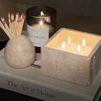 100% Travertine Match Holder |Toothpick Holder | Cute Beige Match Cloche | Matches Jar Box for Candles or Bathroom Decor | 3x3x3 | Matches NOT Included