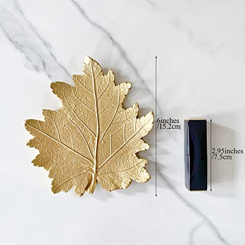 Jewelry Dish, Resin Small Leaf Shaped Ring Holder Jewelry Organizer, Trinket Dish Mini Tray for Christmas Birthday Wedding Gifts - color: Maple