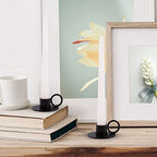 2PCS Black Taper Candle Holders with Round Handle, Matte Iron Candlestick Holders Centerpieces for Home Decoration, Wedding Anniversary, Party, Housewarming Gifts. - size: Round with Handle