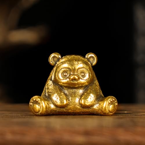 Retro Handcrafted Sitting Panda Ornament - 100% Solid Brass Decor Adorable Chubby Panda Sculpture in Resting Pose Vintage Style Collectible Art Piece Unique Gift for Panda Lovers & Nature Enthusiasts - style: Panda
