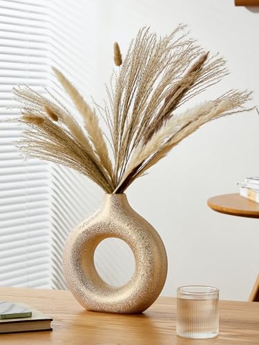 Modern Donut-Shaped Decorative Vases, Handmade Minimalist Boho ins Style, Modern Vase for Home Decor for Wedding Dinner Table Party Living Room Office Bedroom (Gold, Large) - color: Gold, size: Large